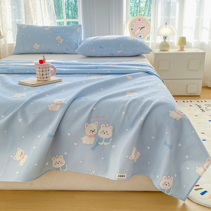 91家纺网 家纺一手货源 找家纺 金泰莱 2026新款工艺款原棉印花老粗布床单系列 朋友