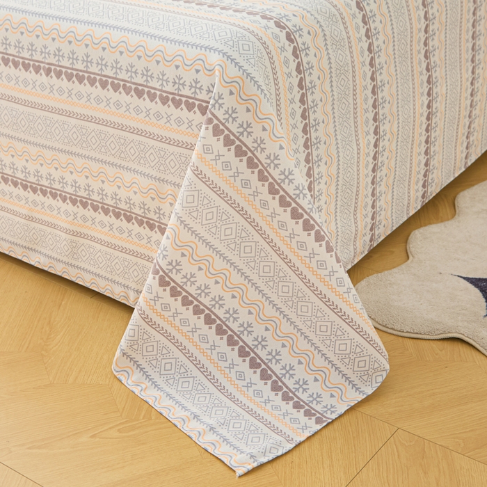 91家纺网 家纺一手货源 找家纺 金泰莱 2026新款工艺款原棉印花老粗布床单系列 波西米亚