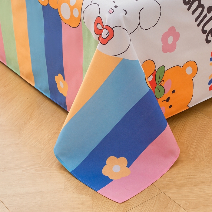 91家纺网 家纺一手货源 找家纺 金泰莱 2026新款爆款印花原棉老粗布床单 七彩花园