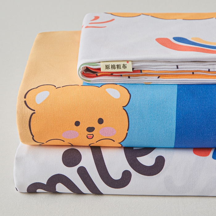 91家纺网 家纺一手货源 找家纺 金泰莱 2026新款爆款印花原棉老粗布床单 七彩花园