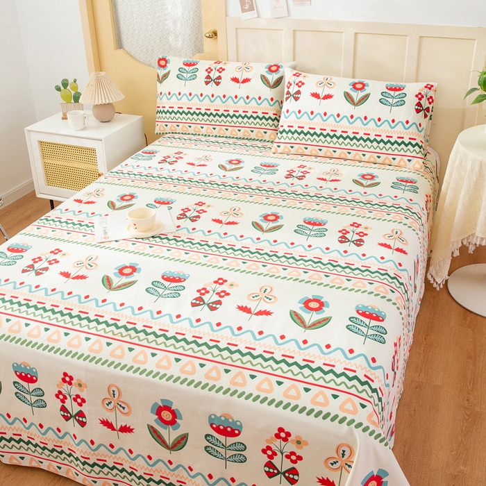 91家纺网 家纺一手货源 找家纺 金泰莱 2026新款爆款印花原棉老粗布床单 时尚宠儿