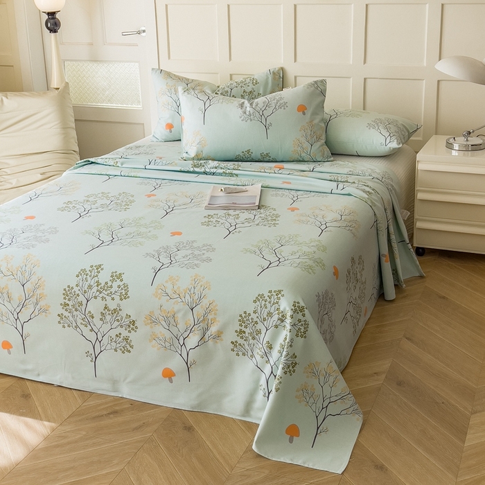 91家纺网 家纺一手货源 找家纺 金泰莱 2026新款爆款印花原棉老粗布床单 蚀妆