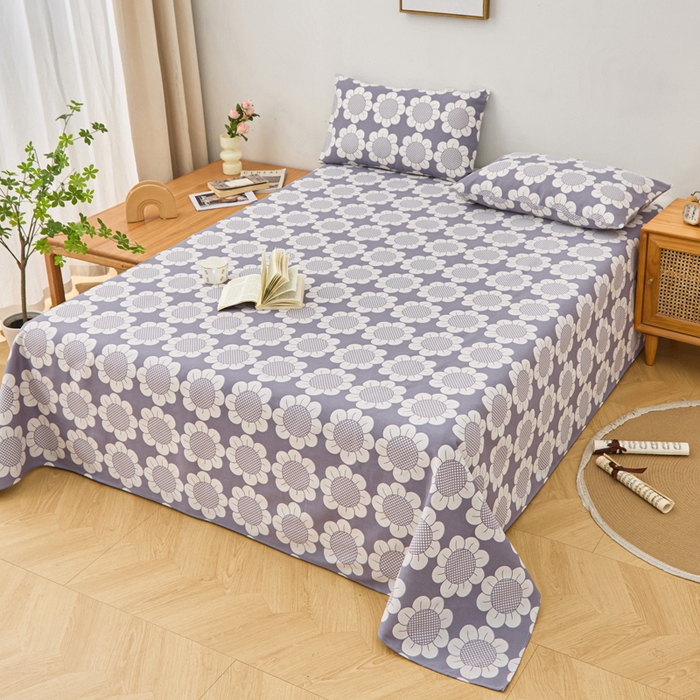 91家纺网 家纺一手货源 找家纺 金泰莱 2026新款爆款印花原棉老粗布床单 太阳花