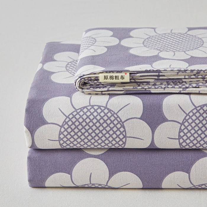 91家纺网 家纺一手货源 找家纺 金泰莱 2026新款爆款印花原棉老粗布床单 太阳花