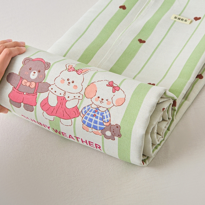 91家纺网 家纺一手货源 找家纺 金泰莱 2026新款爆款印花原棉老粗布床单 甜酷法则