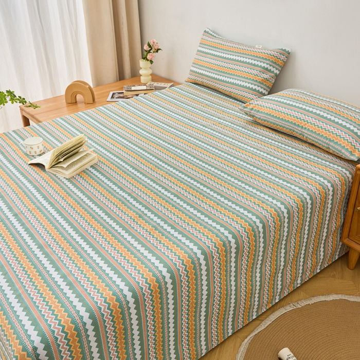 91家纺网 家纺一手货源 找家纺 金泰莱 2026新款爆款印花原棉老粗布床单 向往条致