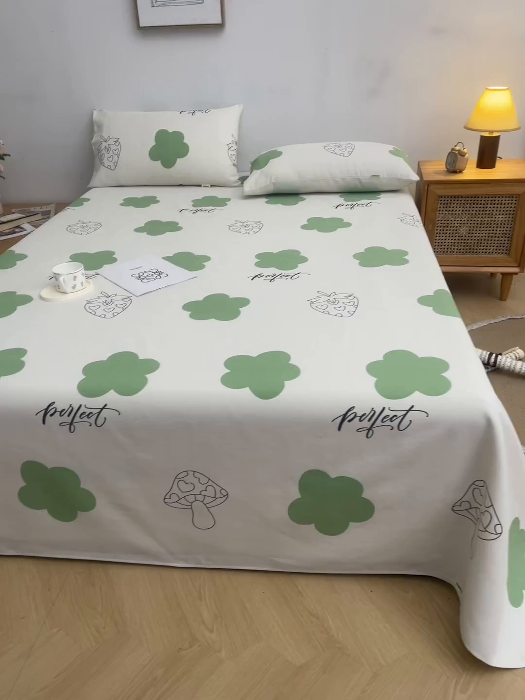 91家纺网 家纺一手货源 找家纺 金泰莱 2026新款爆款印花原棉老粗布床单 小花朵朵