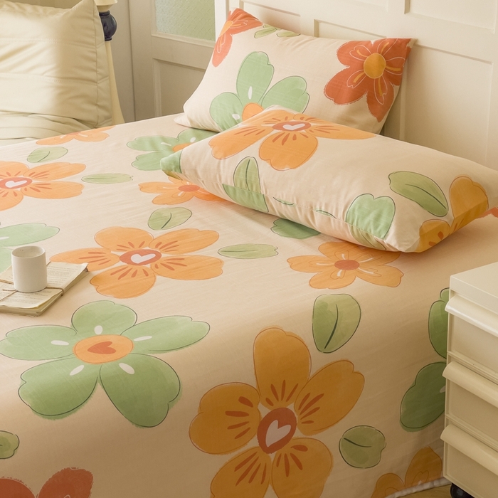 91家纺网 家纺一手货源 找家纺 金泰莱 2026新款爆款印花原棉老粗布床单 语蝶