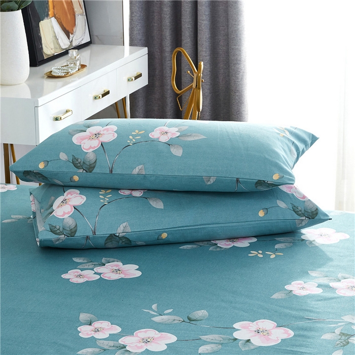 91家纺网 家纺一手货源 找家纺 金泰莱 2026新款爆款印花原棉老粗布床单 醉花都-蓝