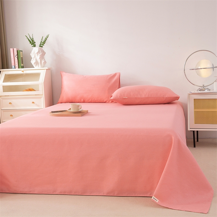 91家纺网 家纺一手货源 找家纺 金泰莱 2026新款原棉标印花老粗布床单 樱花粉