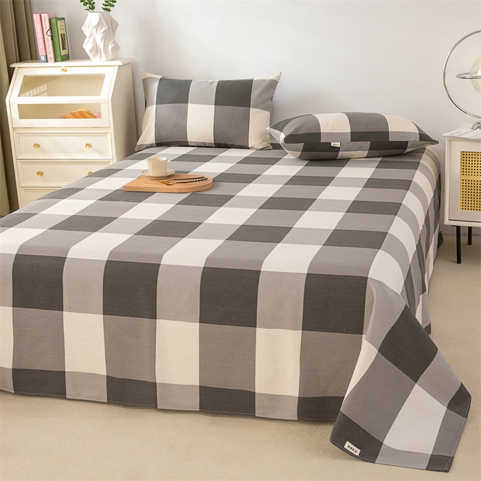 91家纺网 家纺一手货源 找家纺 金泰莱 2026新款原棉标印花老粗布床单 灰格