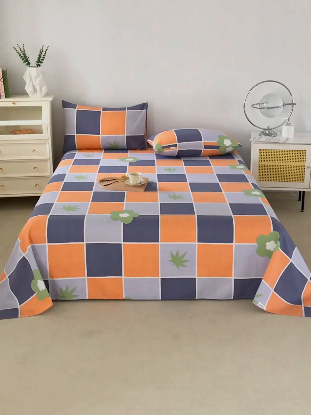 91家纺网 家纺一手货源 找家纺 金泰莱 2026新款原棉标印花老粗布床单 花间