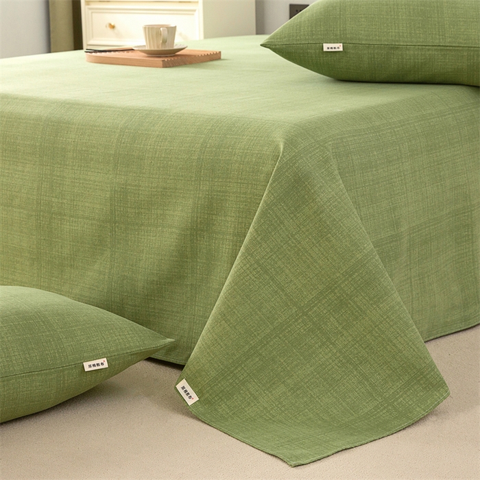 91家纺网 家纺一手货源 找家纺 金泰莱 2026新款原棉标印花老粗布床单 嫩绿