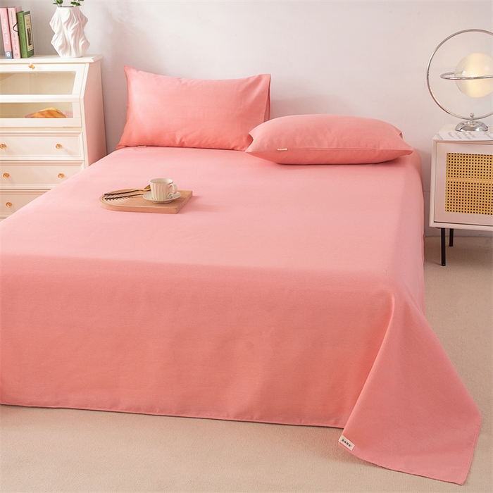 91家纺网 家纺一手货源 找家纺 金泰莱 2026新款原棉标印花老粗布床单 樱花粉