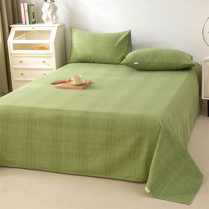 91家纺网 家纺一手货源 找家纺 金泰莱 2026新款原棉标印花老粗布床单 嫩绿