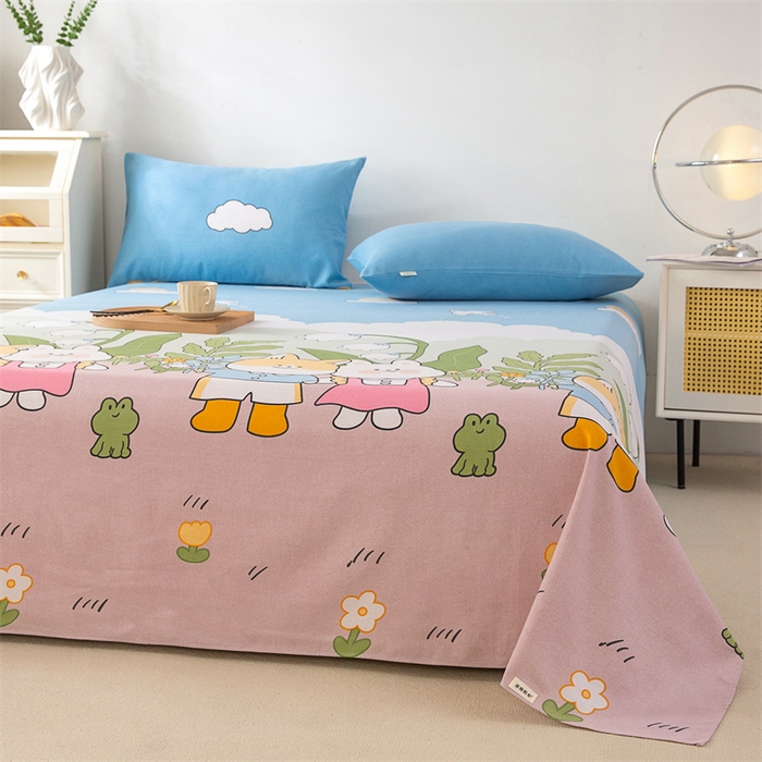 91家纺网 家纺一手货源 找家纺 金泰莱 2026新款原棉标印花老粗布床单 沐恋