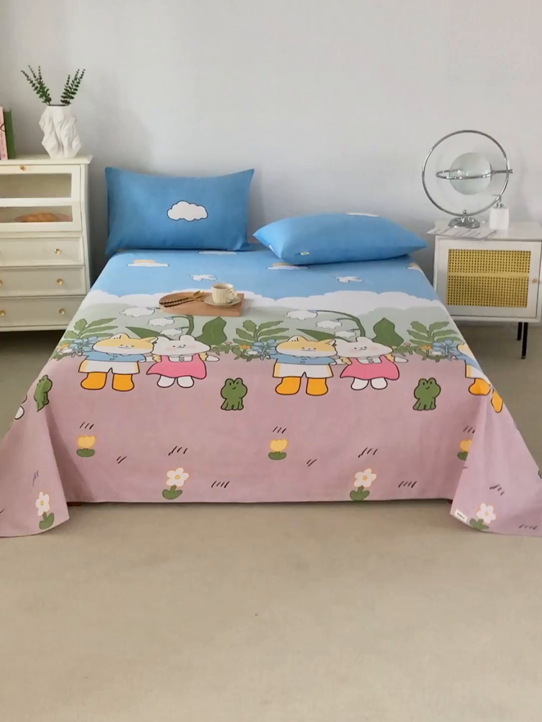 91家纺网 家纺一手货源 找家纺 金泰莱 2026新款原棉标印花老粗布床单 沐恋