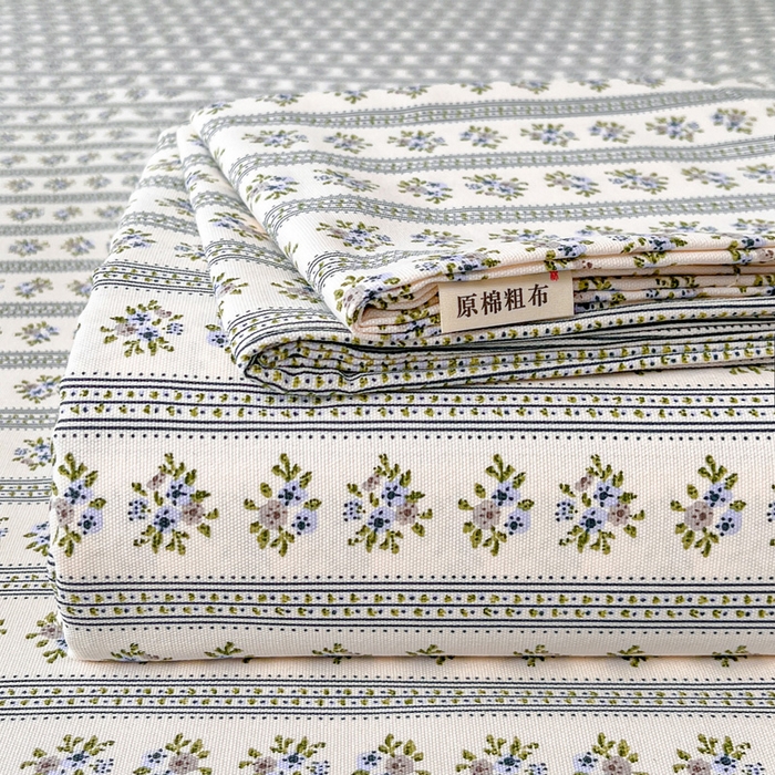 91家纺网 家纺一手货源 找家纺 金泰莱 2026新款原棉标印花老粗布床单 蓝心