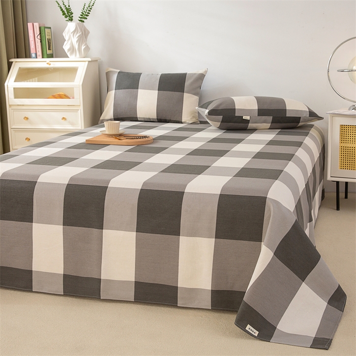 91家纺网 家纺一手货源 找家纺 金泰莱 2026新款原棉标印花老粗布床单 灰格