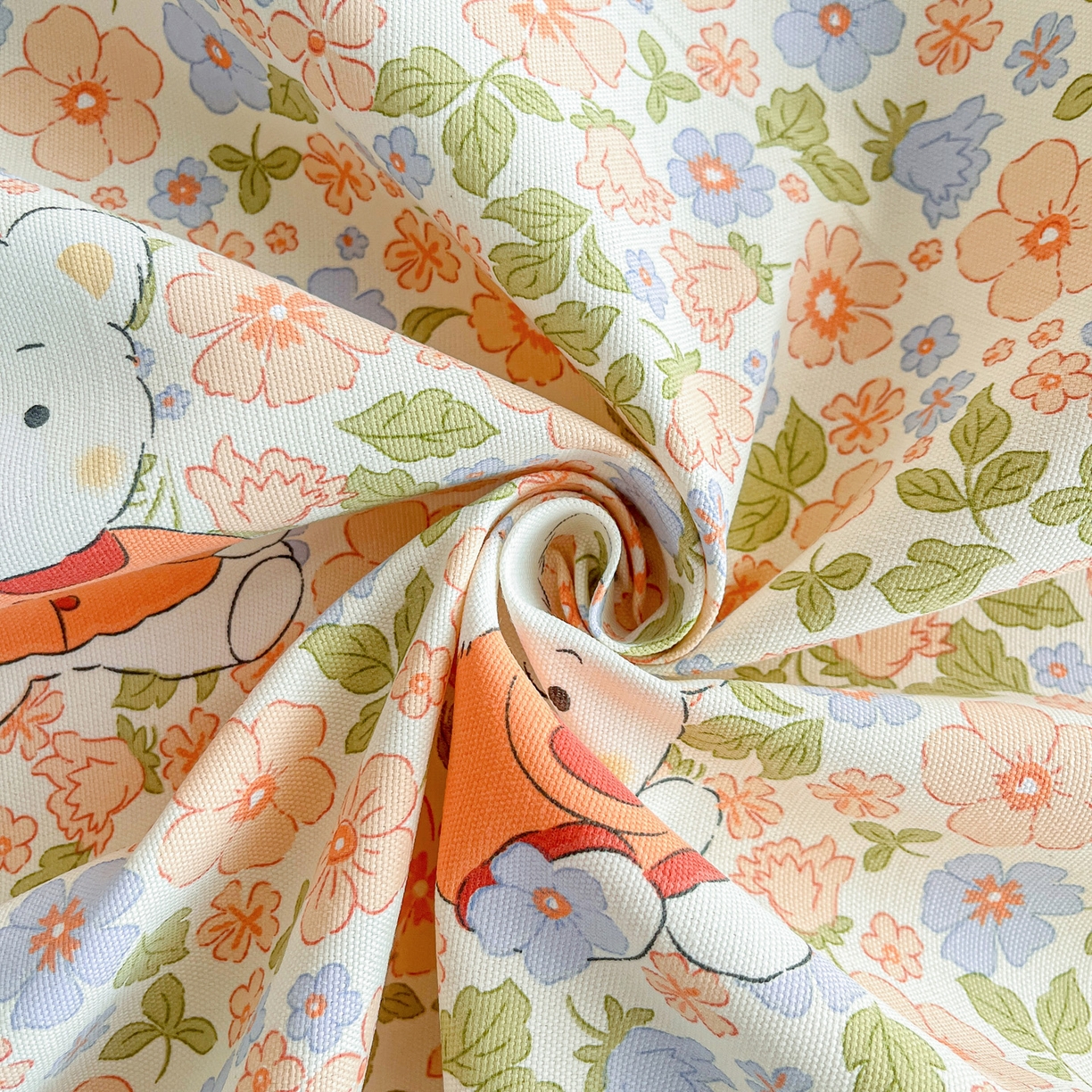 91家纺网 家纺一手货源 找家纺 金泰莱 2026新款原棉标印花老粗布床单 花朵熊