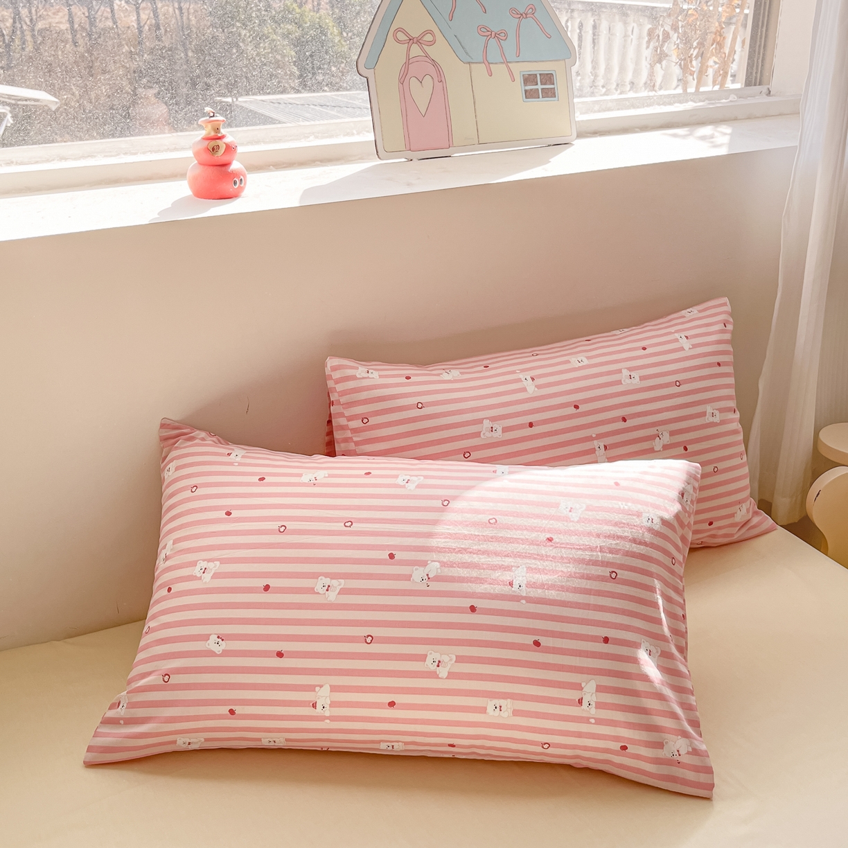 91家纺网 家纺一手货源 找家纺 吉象家纺 2026春夏新款全棉纯棉印花四件套 嘟嘟小熊