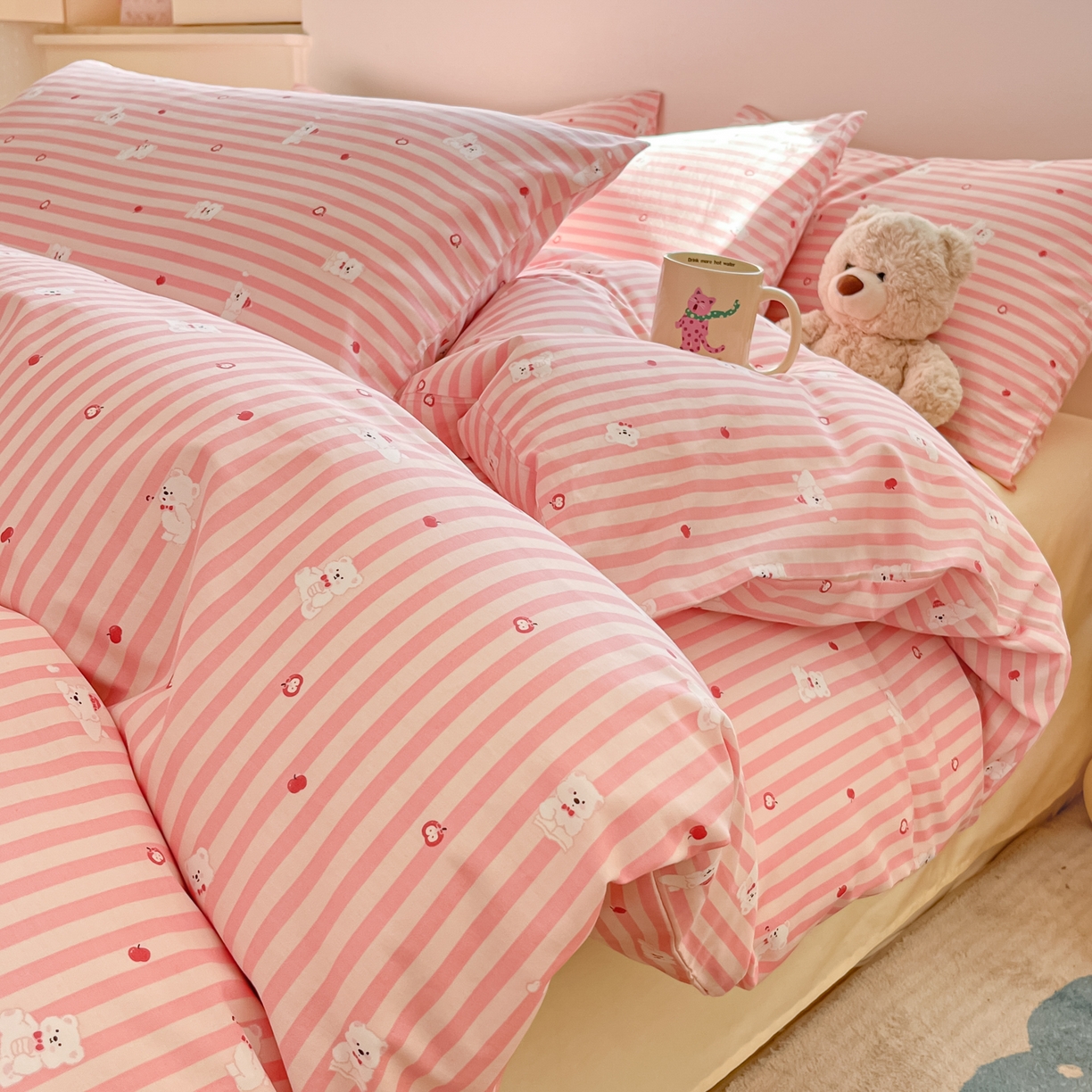 吉象家纺 2026春夏新款全棉纯棉印花四件套 嘟嘟小熊