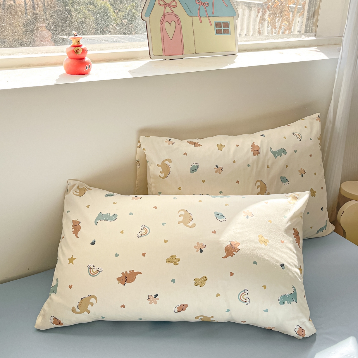 91家纺网 家纺一手货源 找家纺 吉象家纺 2026春夏新款全棉纯棉印花四件套 爱心小龙