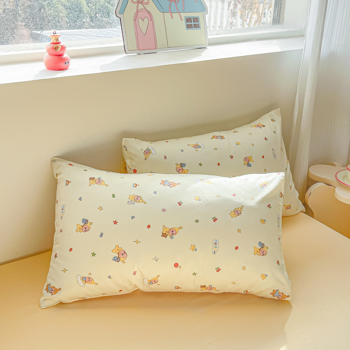 91家纺网 家纺一手货源 找家纺 吉象家纺 2026春夏新款全棉纯棉印花四件套 可爱星人