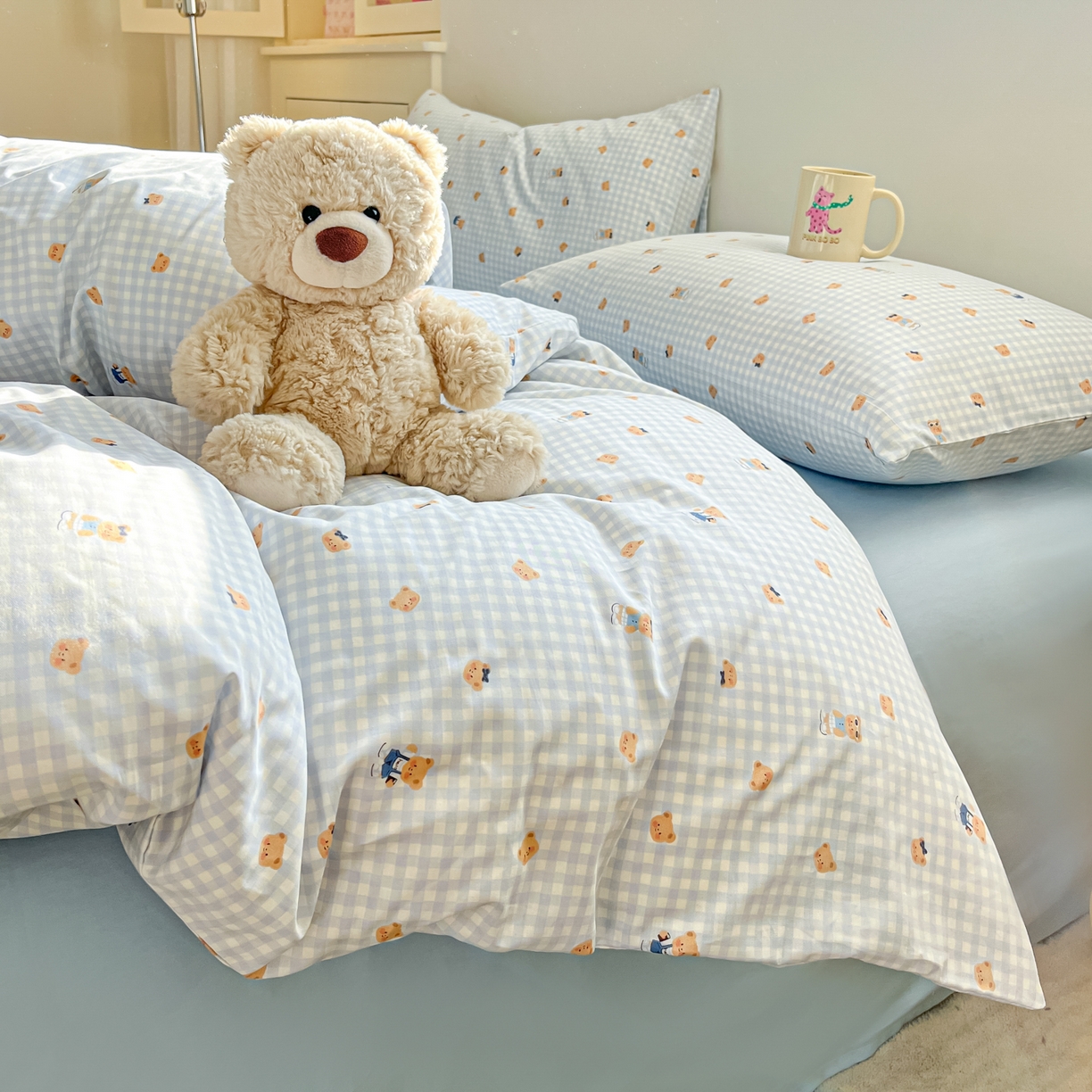 91家纺网 家纺一手货源 找家纺 吉象家纺 2026春夏新款全棉纯棉印花四件套 熊熊时光