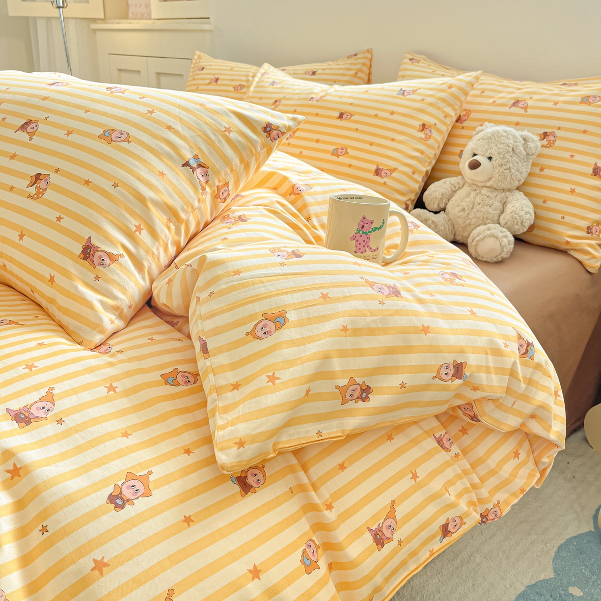 91家纺网 家纺一手货源 找家纺 吉象家纺 2026春夏新款全棉纯棉印花四件套 萌星