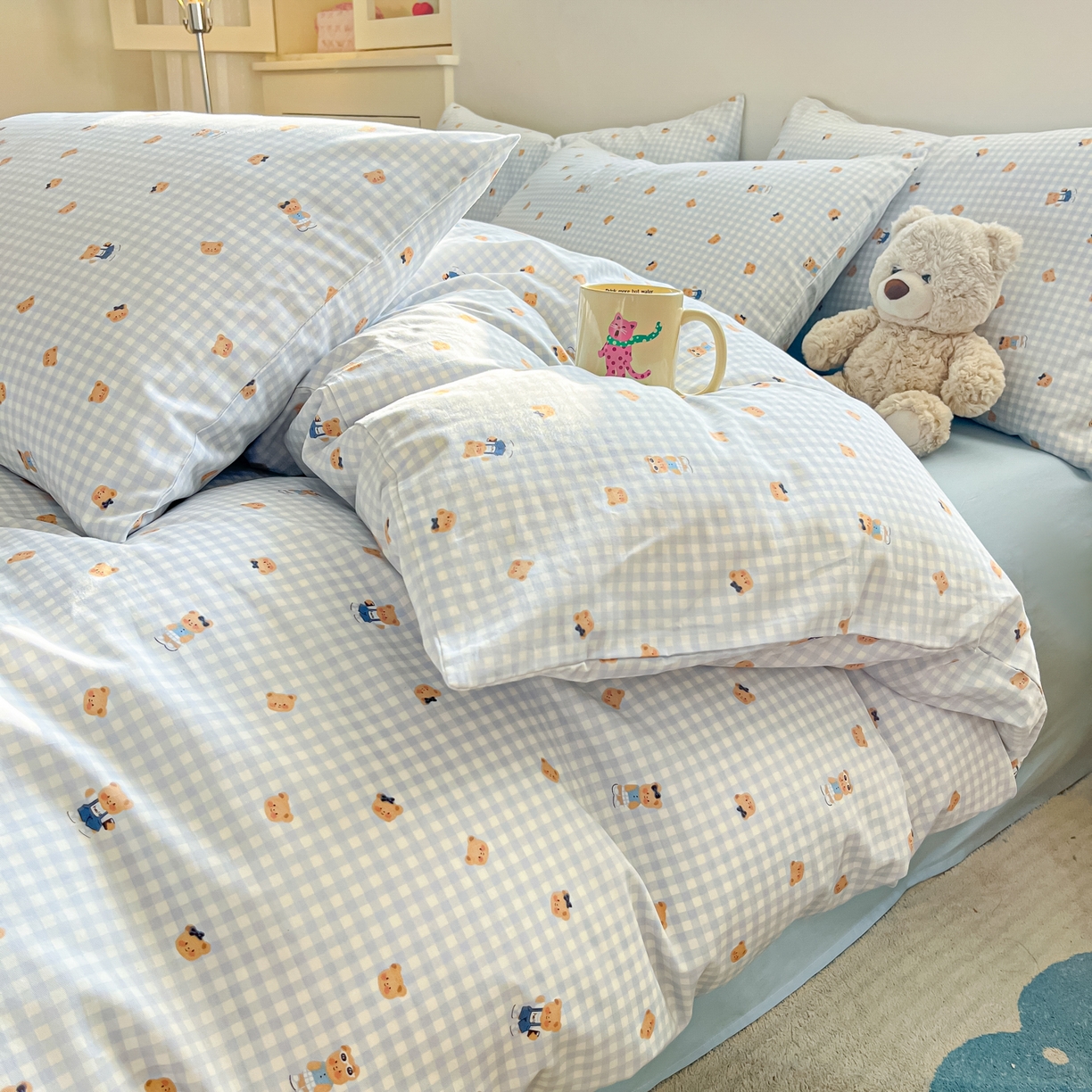 91家纺网 家纺一手货源 找家纺 吉象家纺 2026春夏新款全棉纯棉印花四件套 熊熊时光