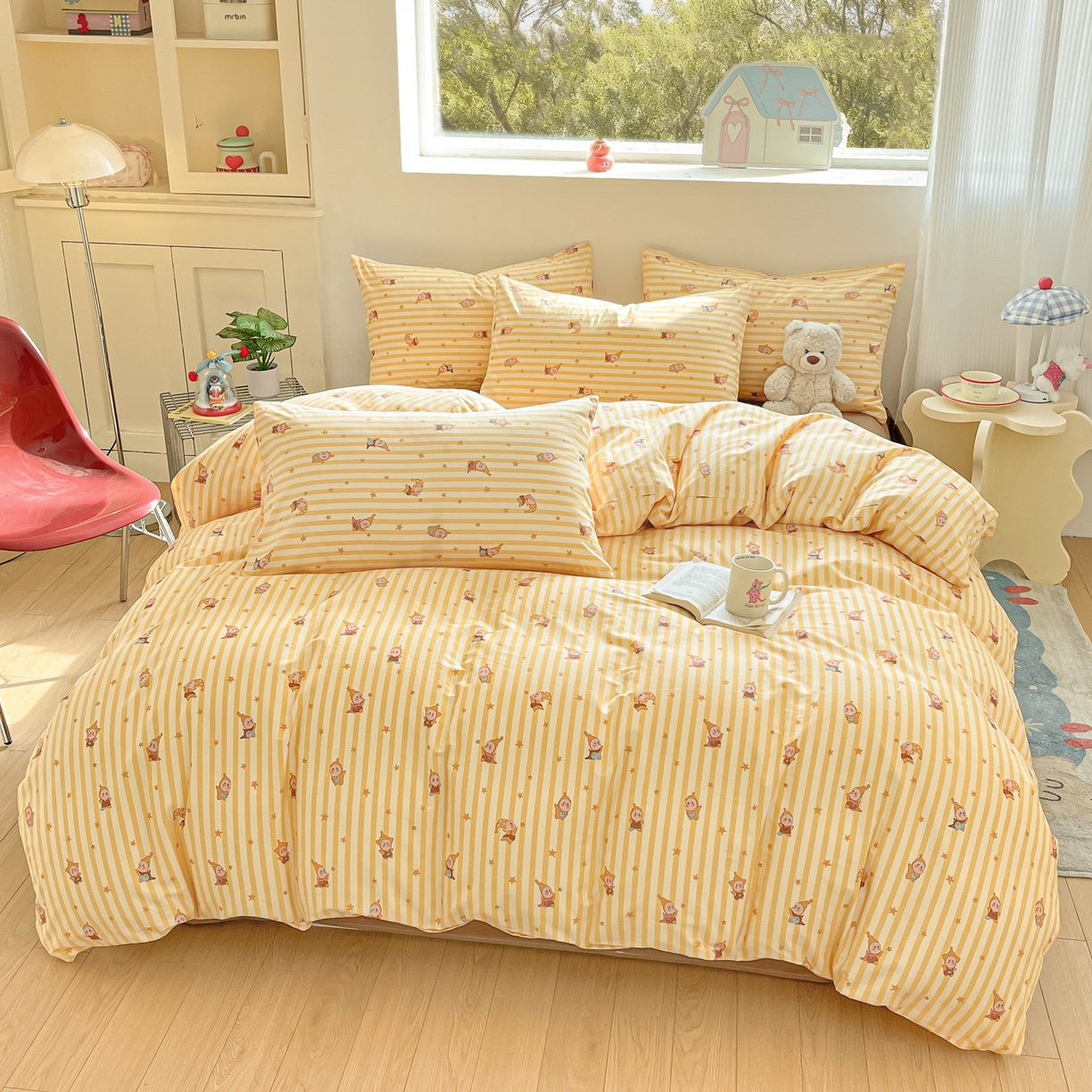 91家纺网 家纺一手货源 找家纺 吉象家纺 2026春夏新款全棉纯棉印花四件套 萌星