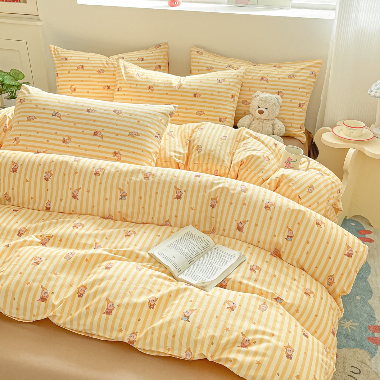 91家纺网 家纺一手货源 找家纺 吉象家纺 2026春夏新款全棉纯棉印花四件套 萌星