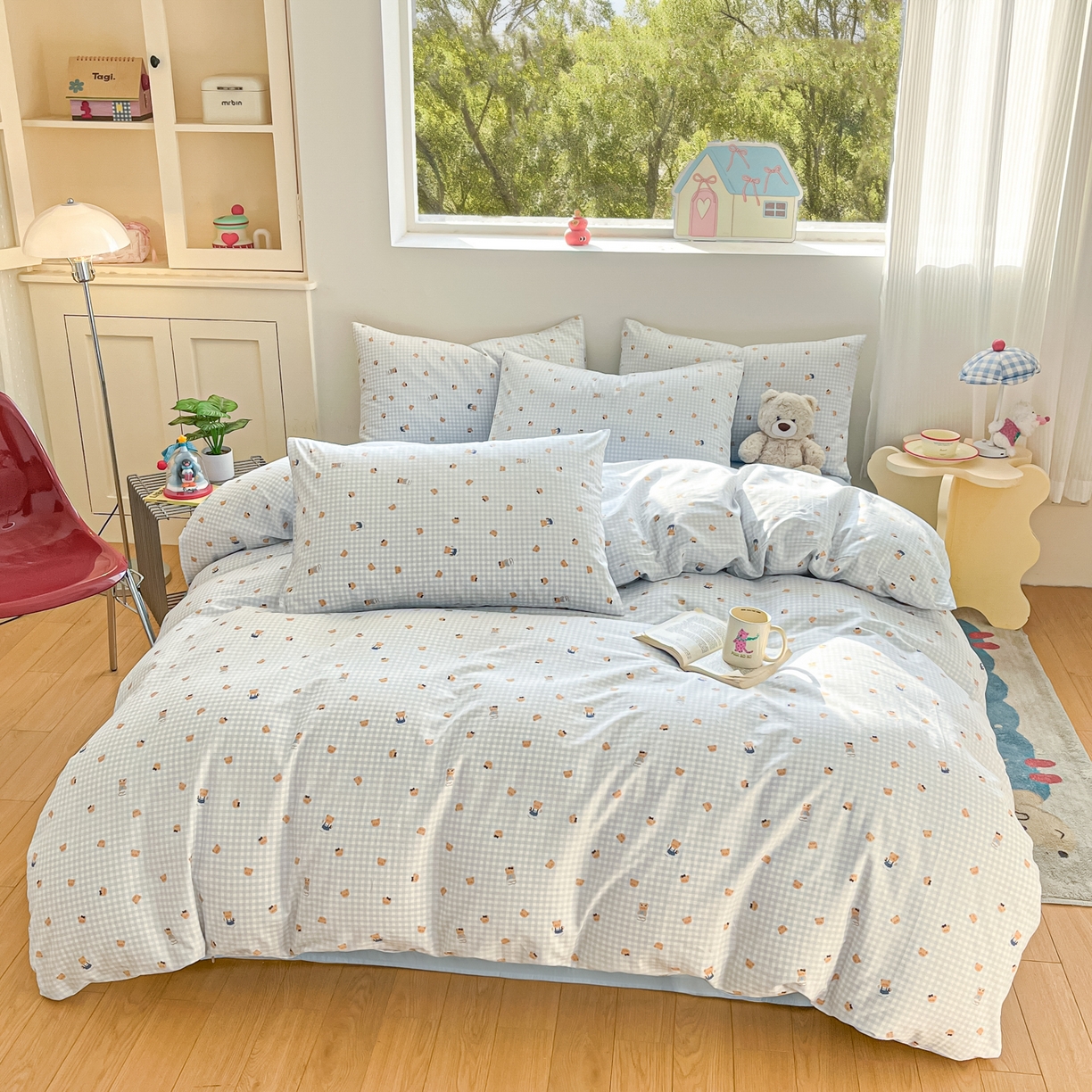 91家纺网 家纺一手货源 找家纺 吉象家纺 2026春夏新款全棉纯棉印花四件套 熊熊时光