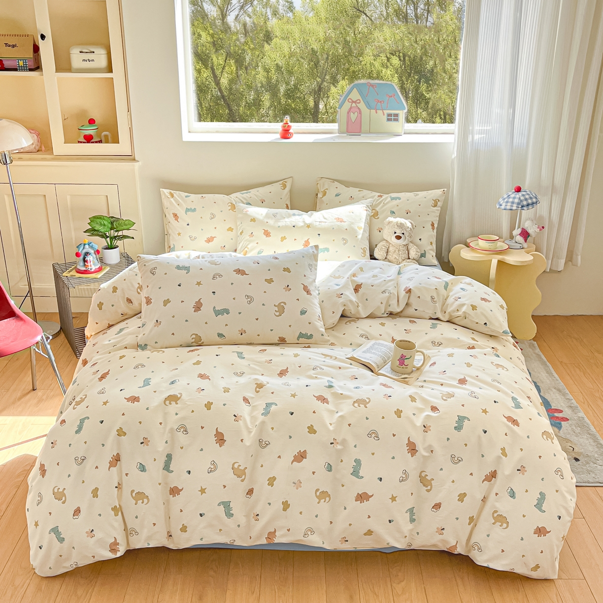 91家纺网 家纺一手货源 找家纺 吉象家纺 2026春夏新款全棉纯棉印花四件套 爱心小龙