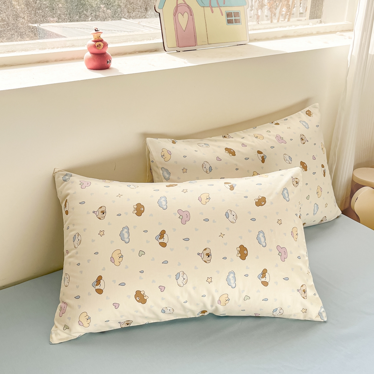 91家纺网 家纺一手货源 找家纺 吉象家纺 2026春夏新款全棉纯棉印花四件套 鼻涕狗