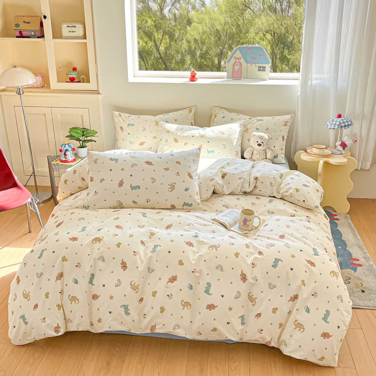 91家纺网 家纺一手货源 找家纺 吉象家纺 2026春夏新款全棉纯棉印花四件套 爱心小龙