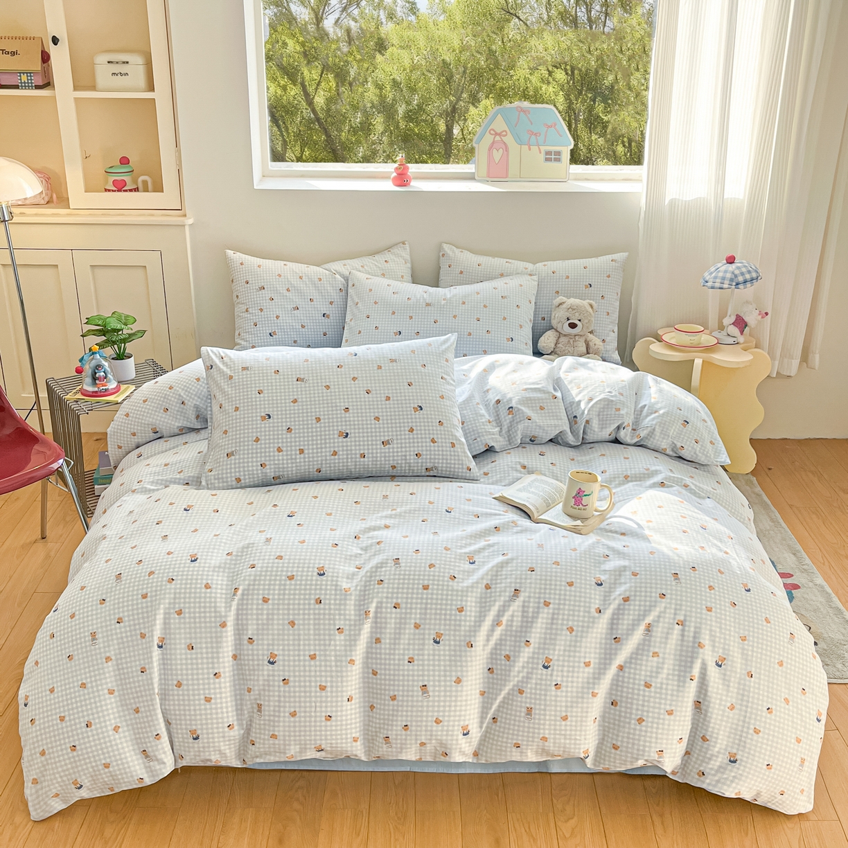 91家纺网 家纺一手货源 找家纺 吉象家纺 2026春夏新款全棉纯棉印花四件套 熊熊时光