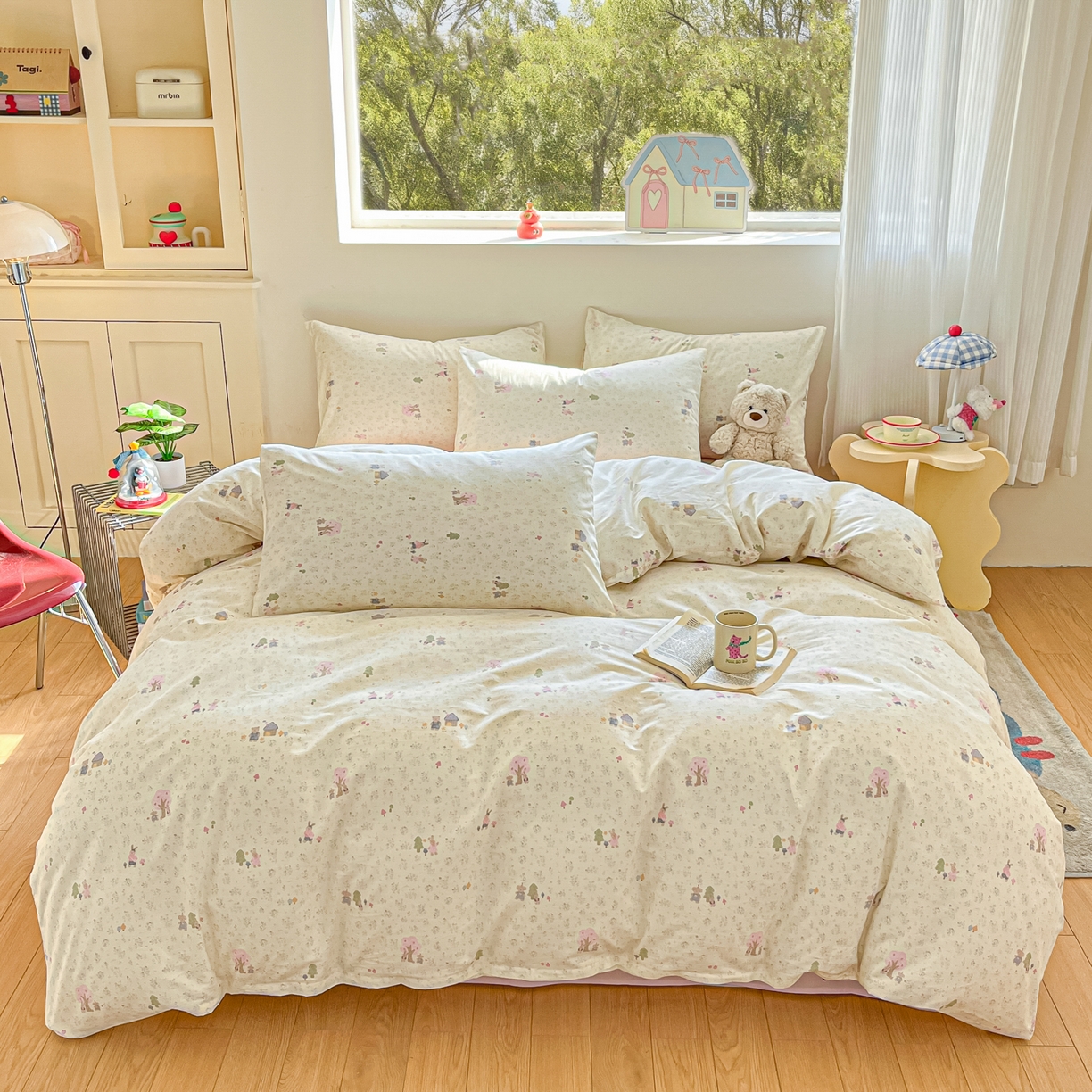 91家纺网 家纺一手货源 找家纺 吉象家纺 2026春夏新款全棉纯棉印花四件套 花园梦梦