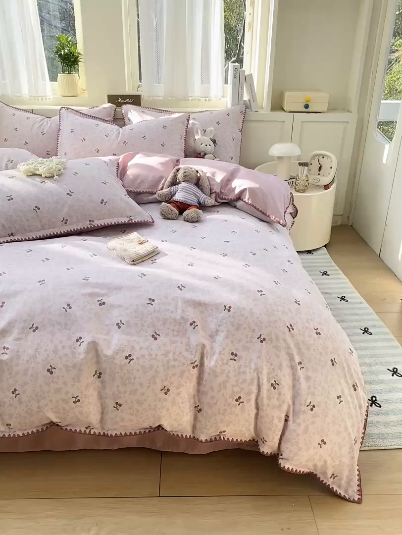 91家纺网 家纺一手货源 找家纺 （总）浮光家居 2026新款全棉贝壳边纯棉四件套系列2