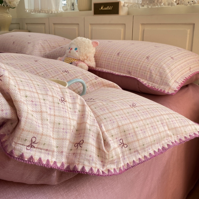 91家纺网 家纺一手货源 找家纺 浮光家居 2026新款全棉贝壳边纯棉四件套系列2 星慕