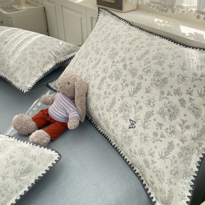 91家纺网 家纺一手货源 找家纺 浮光家居 2026新款全棉贝壳边纯棉四件套系列2 蝶恋花