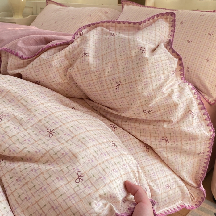 91家纺网 家纺一手货源 找家纺 浮光家居 2026新款全棉贝壳边纯棉四件套系列2 星慕