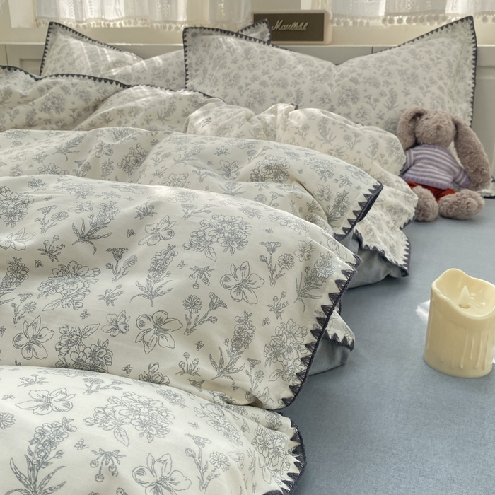 91家纺网 家纺一手货源 找家纺 浮光家居 2026新款全棉贝壳边纯棉四件套系列2 蝶恋花