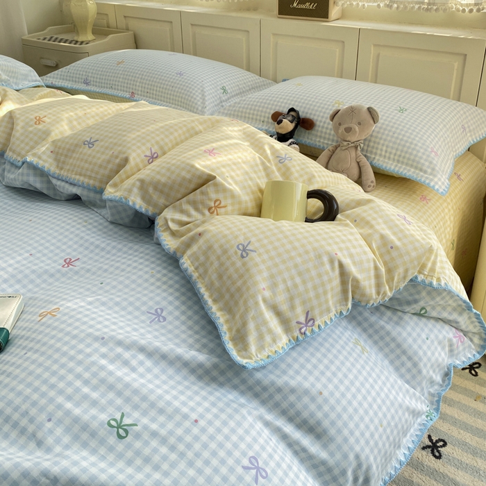 91家纺网 家纺一手货源 找家纺 浮光家居 2026新款全棉贝壳边纯棉四件套系列2 夏日恋格兰