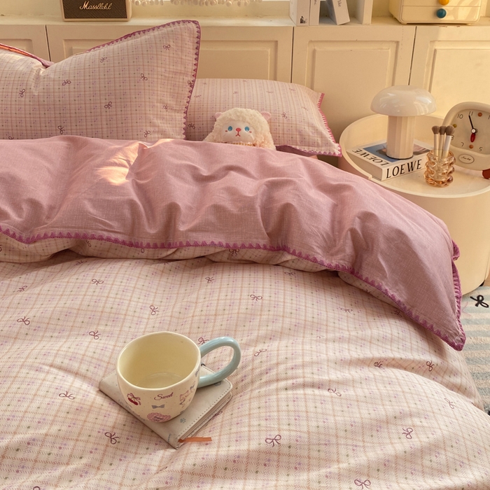 91家纺网 家纺一手货源 找家纺 浮光家居 2026新款全棉贝壳边纯棉四件套系列2 星慕