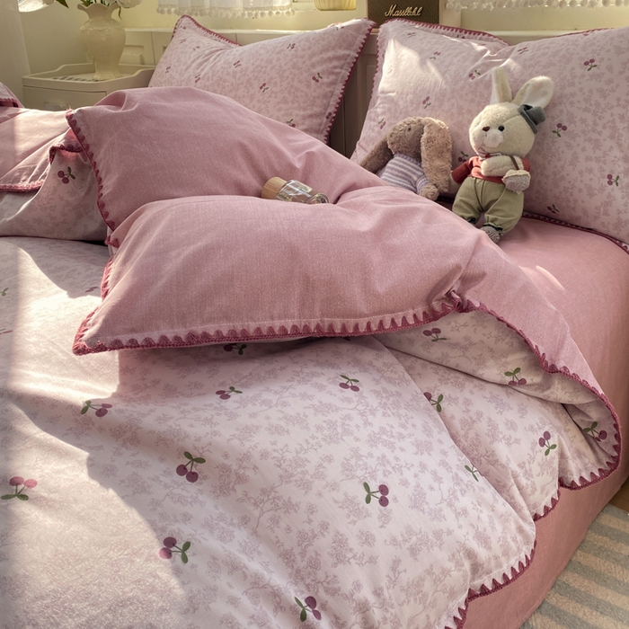 91家纺网 家纺一手货源 找家纺 浮光家居 2026新款全棉贝壳边纯棉单被套系列2 布歌紫