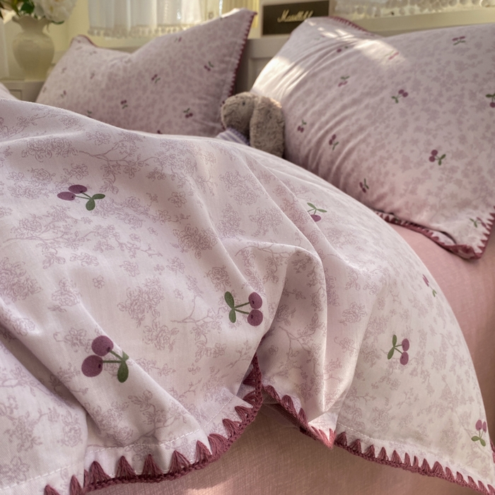 浮光家居 2026新款全棉贝壳边纯棉单被套系列2 布歌紫