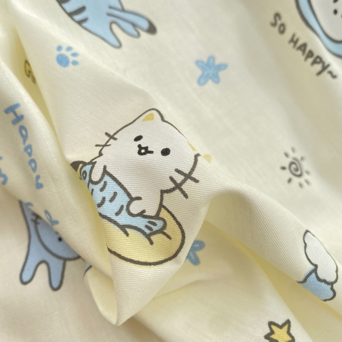 91家纺网 家纺一手货源 找家纺 浮光家居 2026新款全棉贝壳边纯棉单被套系列2 机灵猫