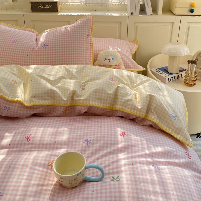 91家纺网 家纺一手货源 找家纺 浮光家居 2026新款全棉贝壳边纯棉单被套系列2 夏日恋格粉